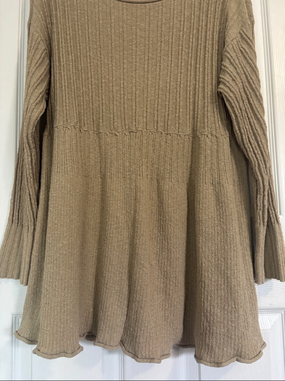 Free People Beach Ribbed Scoop-Neck sweater dress in Taupe - Picture 6 of 7